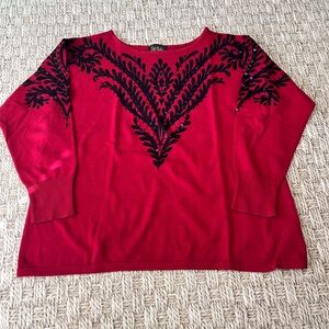 Bob Mackie Red Pullover with Black Label